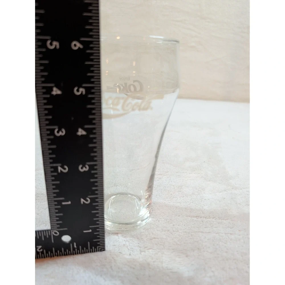 Vintage Coca-Cola Glass White Script Enjoy Coke Logo Flared Soda Fountain 6 Inch